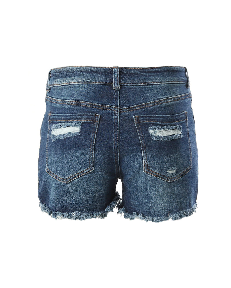 ZIMEGO Women’s Junior Fit Classic Mid Rise Distressed Denim Frayed Cute Shorts