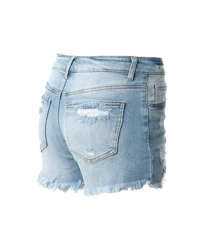 ZIMEGO Women’s Junior Fit Classic Mid Rise Distressed Denim Frayed Cute Shorts