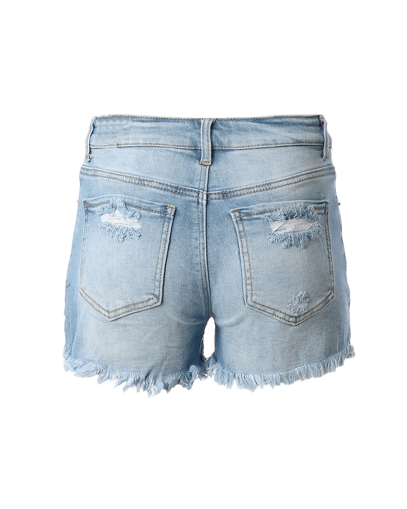 ZIMEGO Women’s Junior Fit Classic Mid Rise Distressed Denim Frayed Cute Shorts