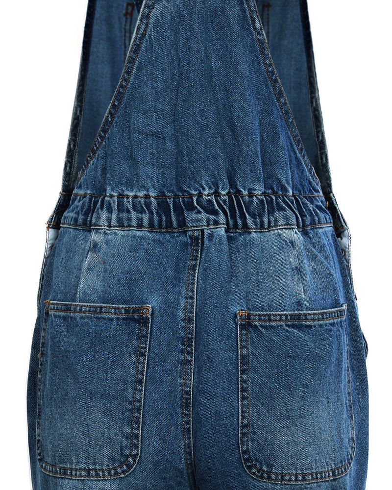 ZIMEGO Junior Non-Stretch Denim Destroyed Overalls Jumpsuit