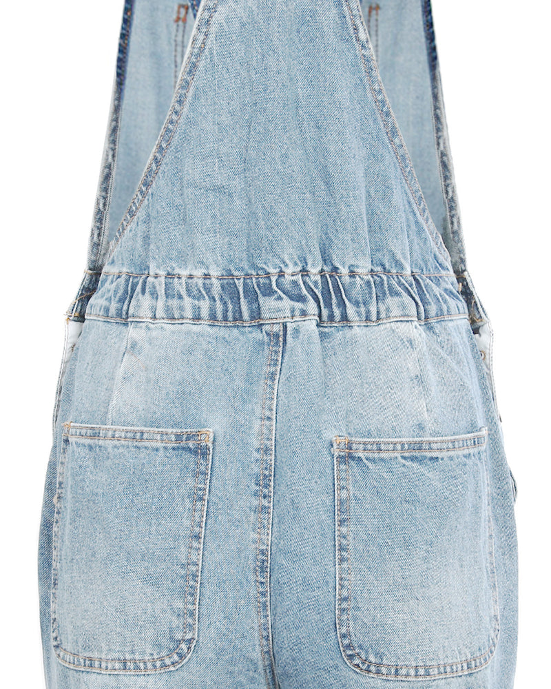 ZIMEGO Junior Non-Stretch Denim Destroyed Overalls Jumpsuit