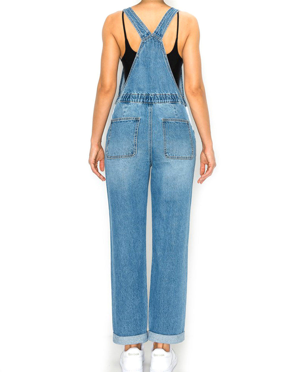 ZIMEGO Junior Non-Stretch Denim Destroyed Overalls Jumpsuit