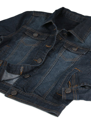 ZIMEGO  Womens Juniors Slim Crop Top Button up Comfort Stretch Denim Jacket