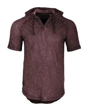zimego garment dyed short sleeve hoodie