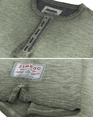 ZIMEGO Mens Short Sleeve Crew Neck Oil Wash Vintage Button Henley T-Shirt