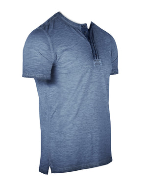 ZIMEGO Mens Short Sleeve Crew Neck Oil Wash Vintage Button Henley T-Shirt