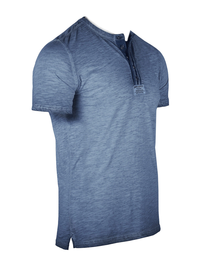 ZIMEGO Mens Short Sleeve Crew Neck Oil Wash Vintage Button Henley T-Shirt