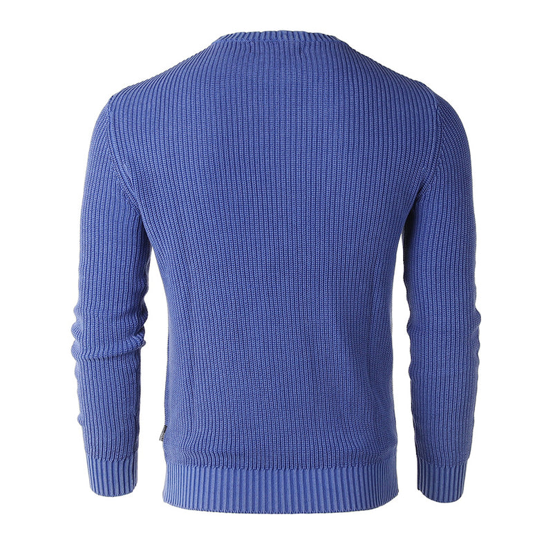 ZIMEGO Mens Long Sleeve Stone Washed Vintage Crewneck Pullover Sweater ...