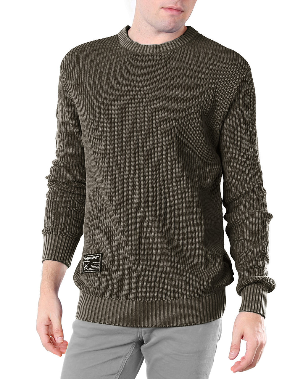 Free 3-day Shipping - ZIMEGO Mens Long Sleeve Stone Washed Vintage Crewneck Pullover Sweater