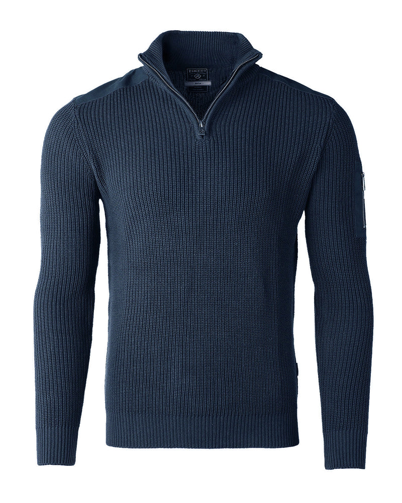 Free 3-day Shipping - ZIMEGO Mens Long Sleeve Pullover Quarter Zip Mock Neck Polo Sweater with Pocket