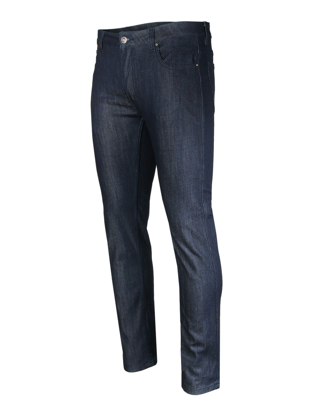 ZIMEGO Men's Slim Cut Skinny Fit Stretch Raw Denim Pants Classic Five Pocket Jeans - INDIGO