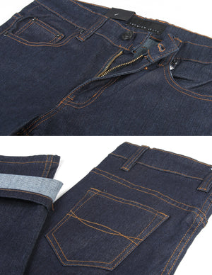 ZIMEGO Men's Slim Cut Skinny Fit Stretch Raw Denim Pants Classic Five Pocket Jeans - INDIGO TIMBER - DREAM SUPPLY by ZIMEGO