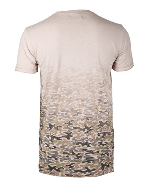 Men's Short Sleeve Camouflage Longline Side Slit Oil Wash T-shirts 