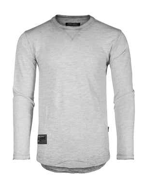 ZIMEGO Mens Long Sleeve Crewneck Oil Wash Vintage Raw Edge Hem Hipster Hip-Hop T shirt