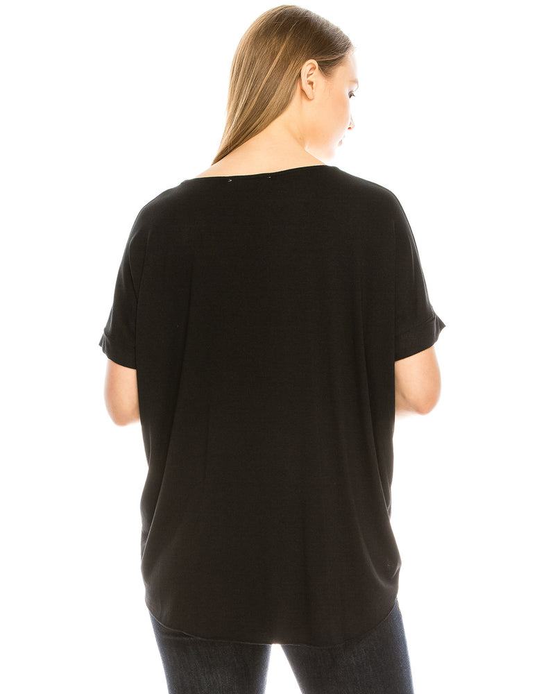 ZIMEGO Women's Surplice V Neck Crop Top Roll Up Short Sleeve Casual Blouse
