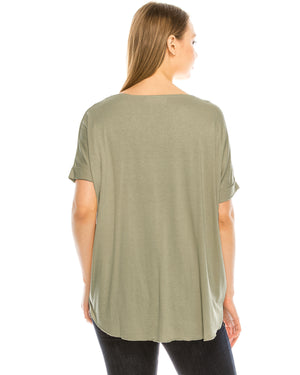 ZIMEGO Women's Surplice V Neck Crop Top Roll Up Short Sleeve Casual Blouse
