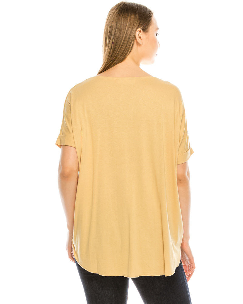 ZIMEGO  Women's Surplice V Neck Crop Top Roll Up Short Sleeve Casual Blouse