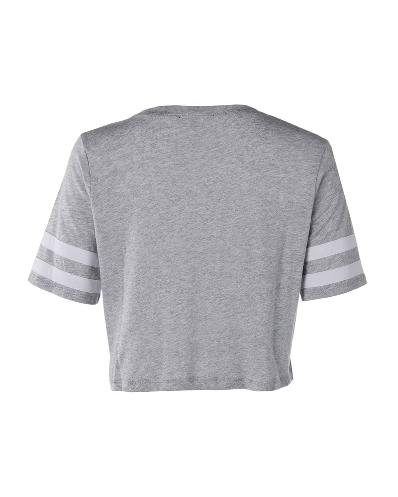ZIMEGO  Women's Short Sleeve Crewneck Baseball Varsity Stripe Crop Top Tee