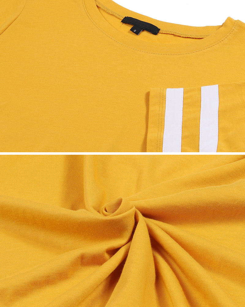 ZIMEGO Women's Short Sleeve Crewneck Baseball Varsity Stripe Crop Top Tee