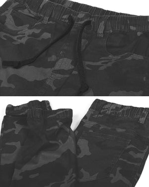 Victorious by ZIMEGO - Mens Twill Slim Fit Stretch Jogger Pants - BLACK CAMO
