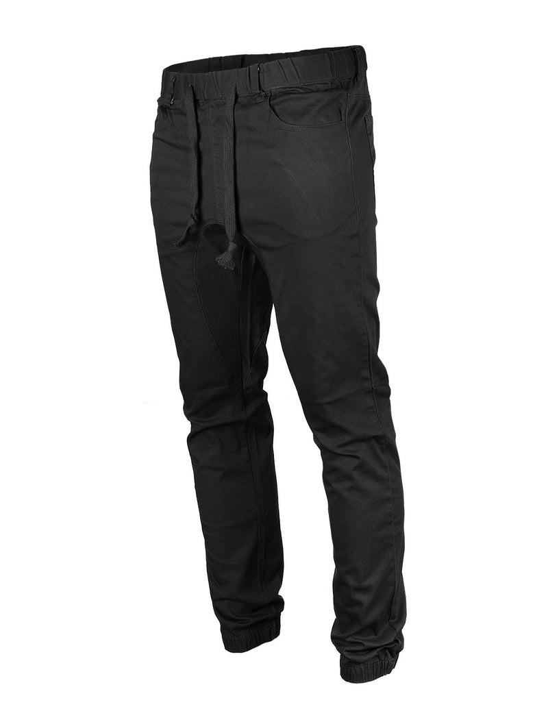 Victorious by ZIMEGO - Mens Twill Slim Fit Stretch Jogger Pants - Black