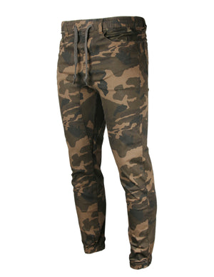Victorious by ZIMEGO - Mens Twill Slim Fit Stretch Jogger Pants - CAMO