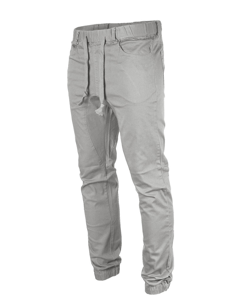 Victorious by ZIMEGO - Mens Twill Slim Fit Stretch Jogger Pants - Dark Grey