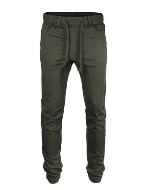 Victorious by ZIMEGO - Mens Twill Slim Fit Stretch Jogger Pants - DARK OLIVE