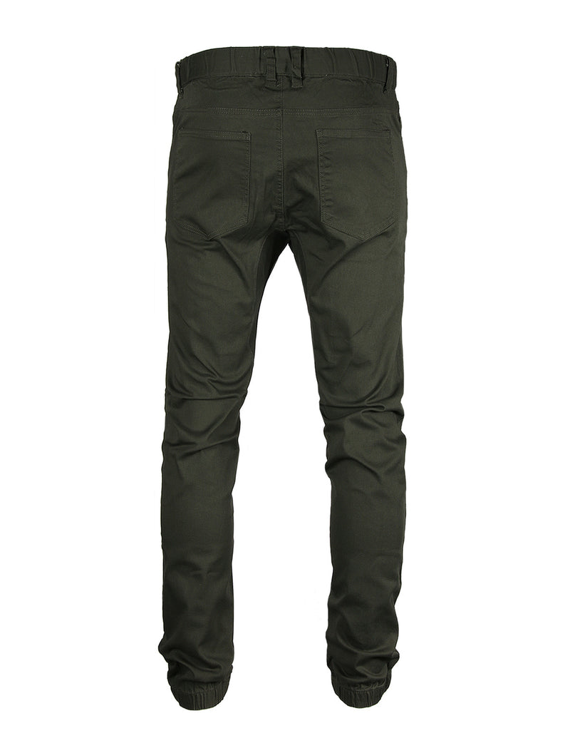 Victorious by ZIMEGO - Mens Twill Jogger Pants - DARK OLIVE - DREAM SUPPLY by ZIMEGO