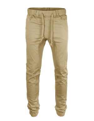 Victorious by ZIMEGO - Mens Twill Slim Fit Stretch Jogger Pants - KHAKI