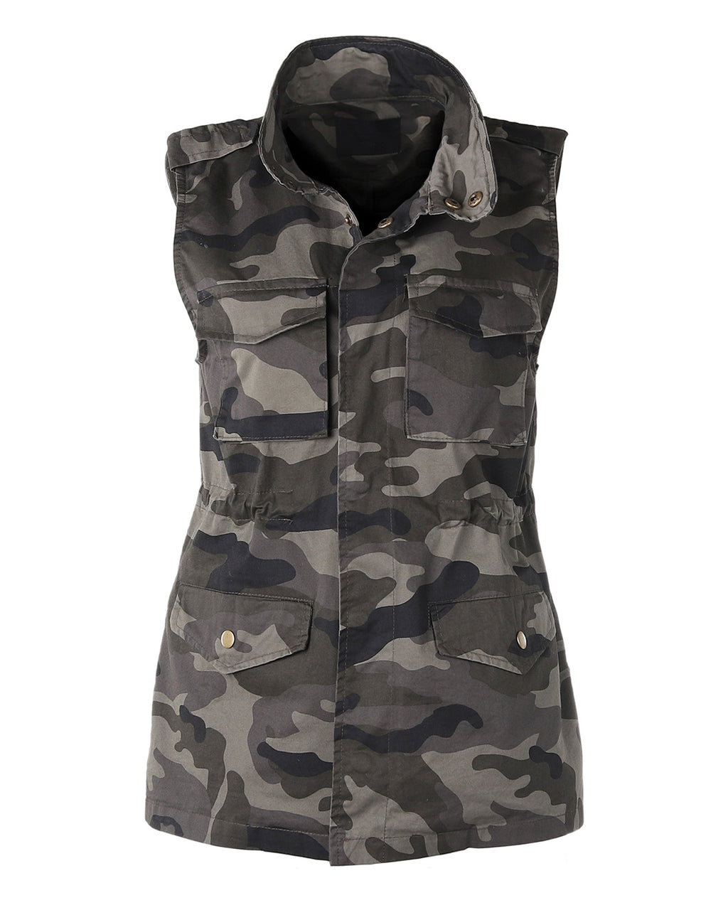 ZIMEGO  Women's Lightweight Sleeveless Safari Pockets Military Hooded Vest