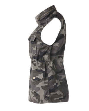 ZIMEGO  Women's Lightweight Sleeveless Safari Pockets Military Hooded Vest