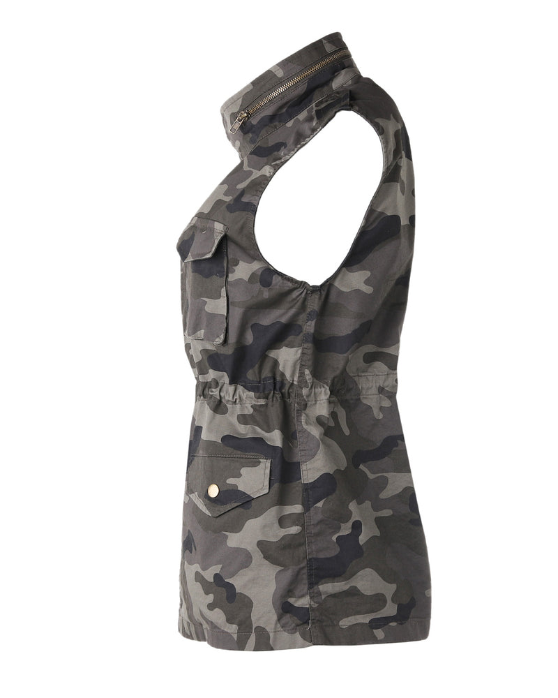 ZIMEGO  Women's Lightweight Sleeveless Safari Pockets Military Hooded Vest
