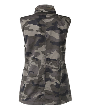 ZIMEGO  Women's Lightweight Sleeveless Safari Pockets Military Hooded Vest