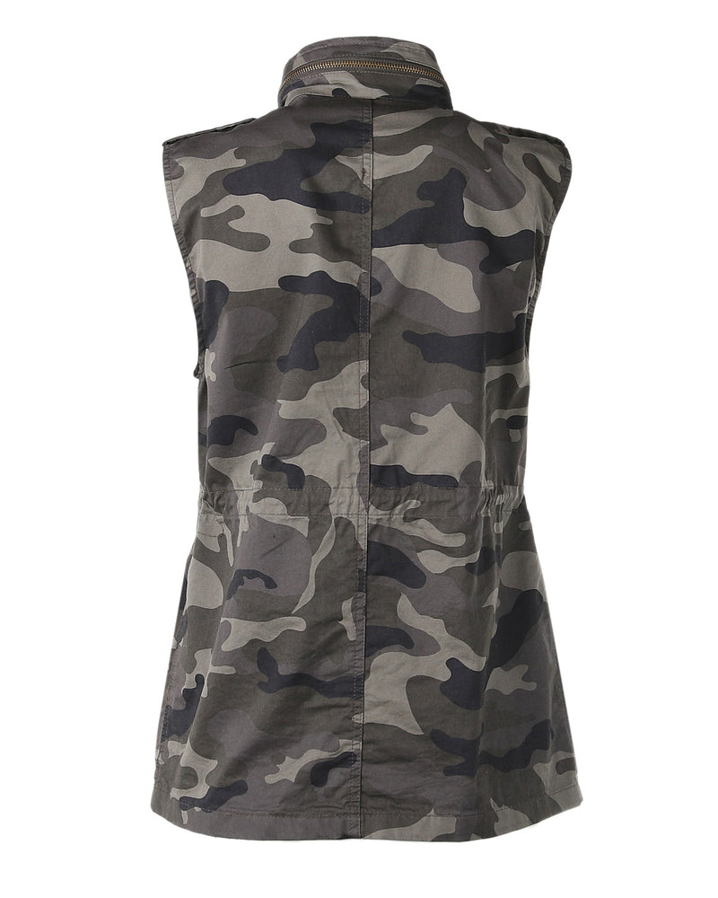 ZIMEGO  Women's Lightweight Sleeveless Safari Pockets Military Hooded Vest