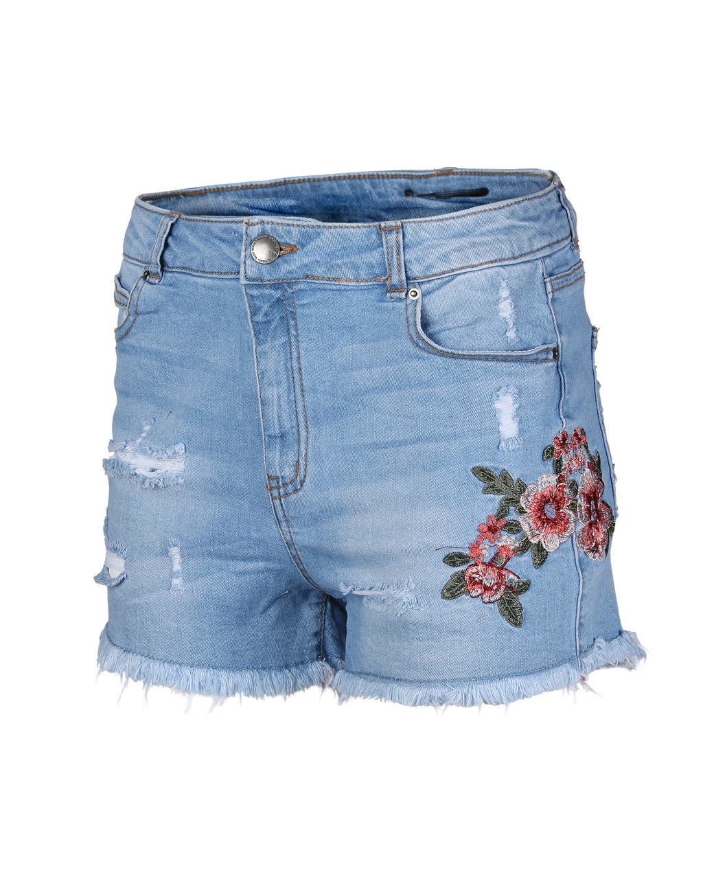 ZIMEGO  Women’s Juniors Classic Mid Rise Distressed Denim Shorts