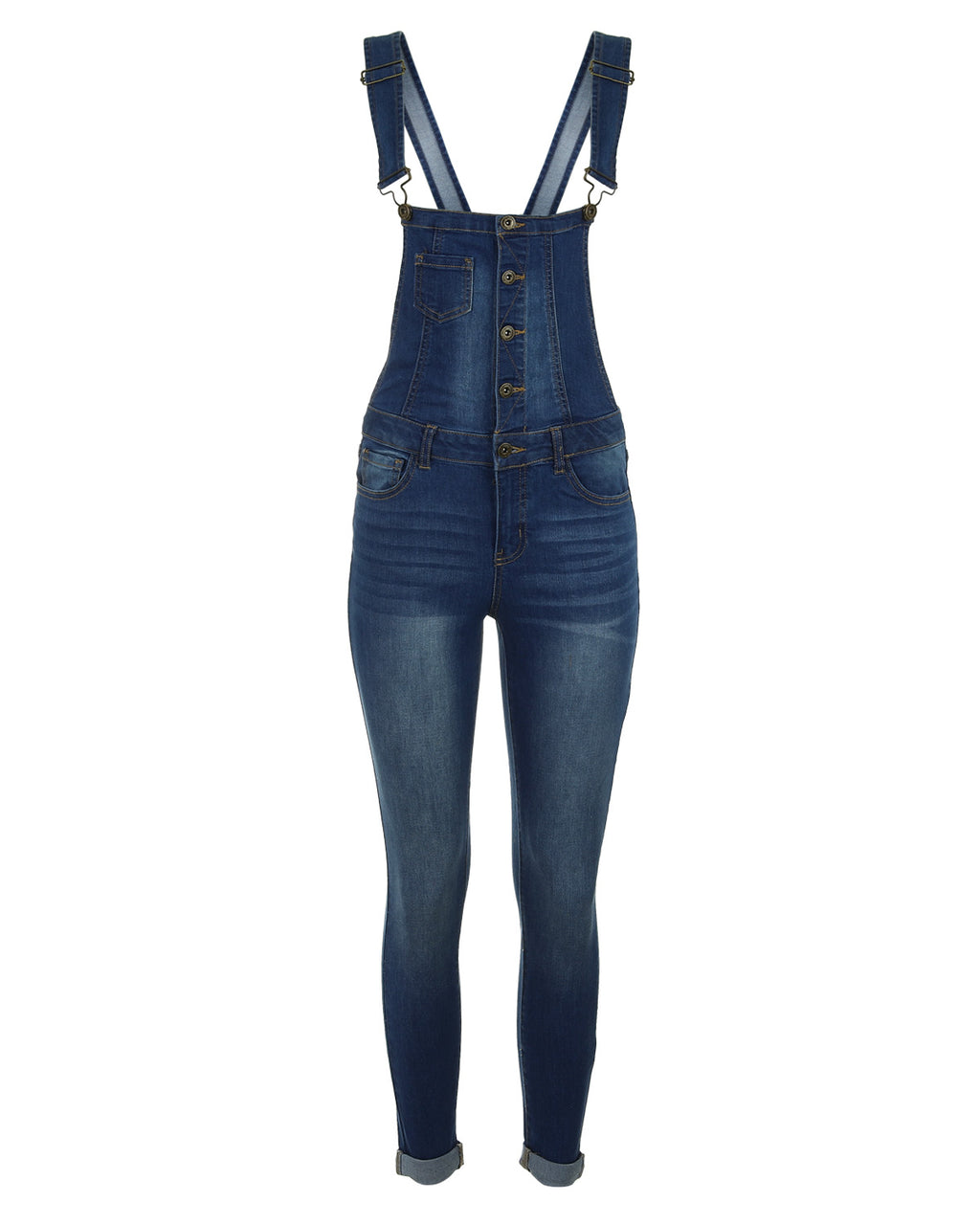 ZIMEGO Junior Stretch Denim Destroyed Overalls Jumpsuit