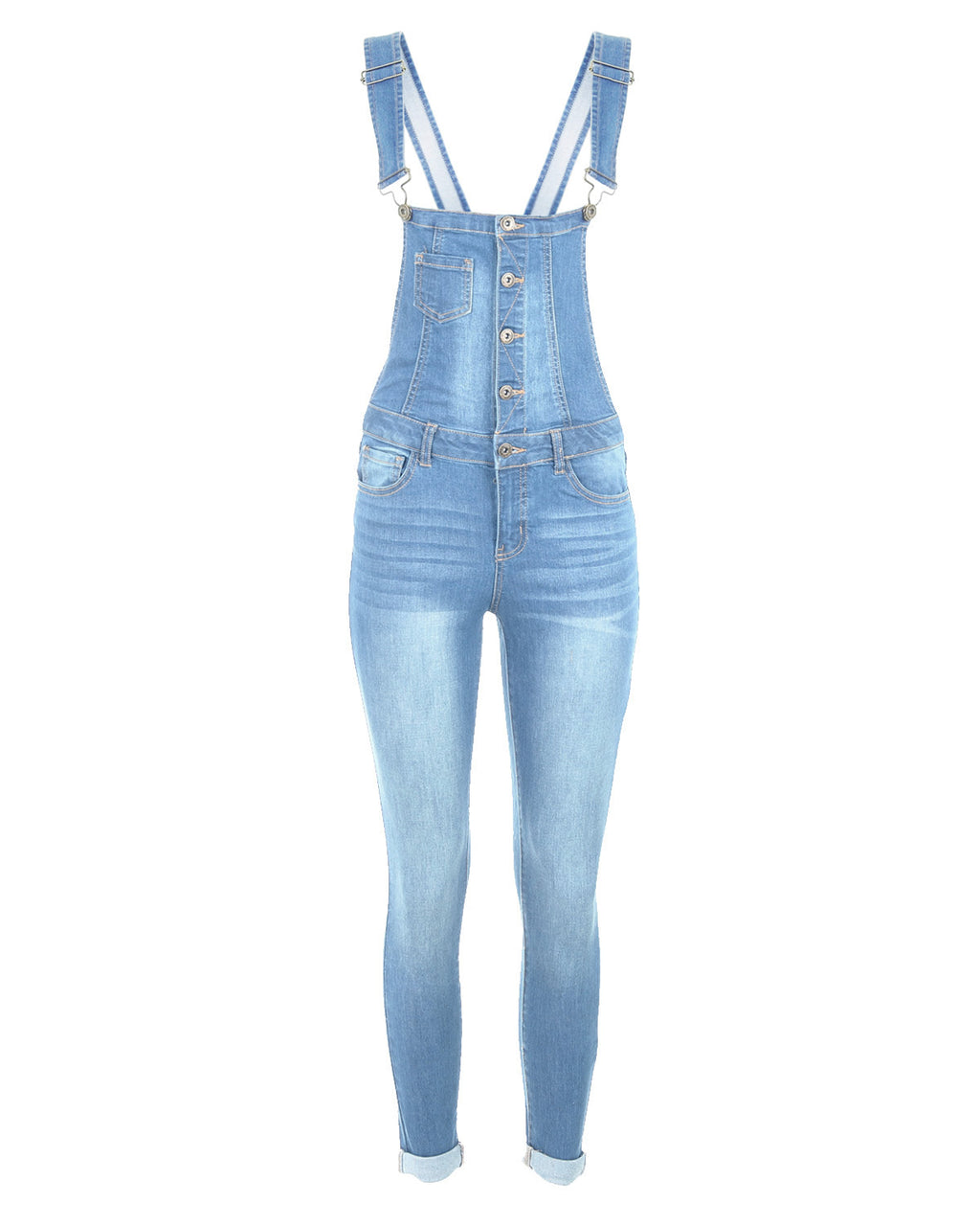 ZIMEGO Junior Stretch Denim Destroyed Overalls Jumpsuit