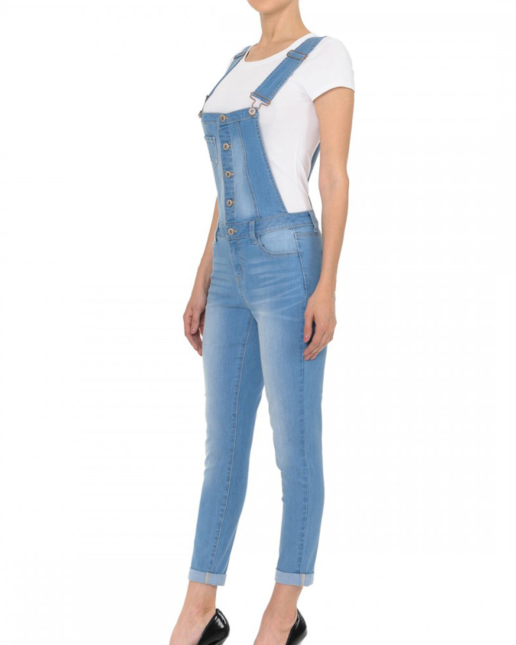 ZIMEGO Junior Stretch Denim Destroyed Overalls Jumpsuit