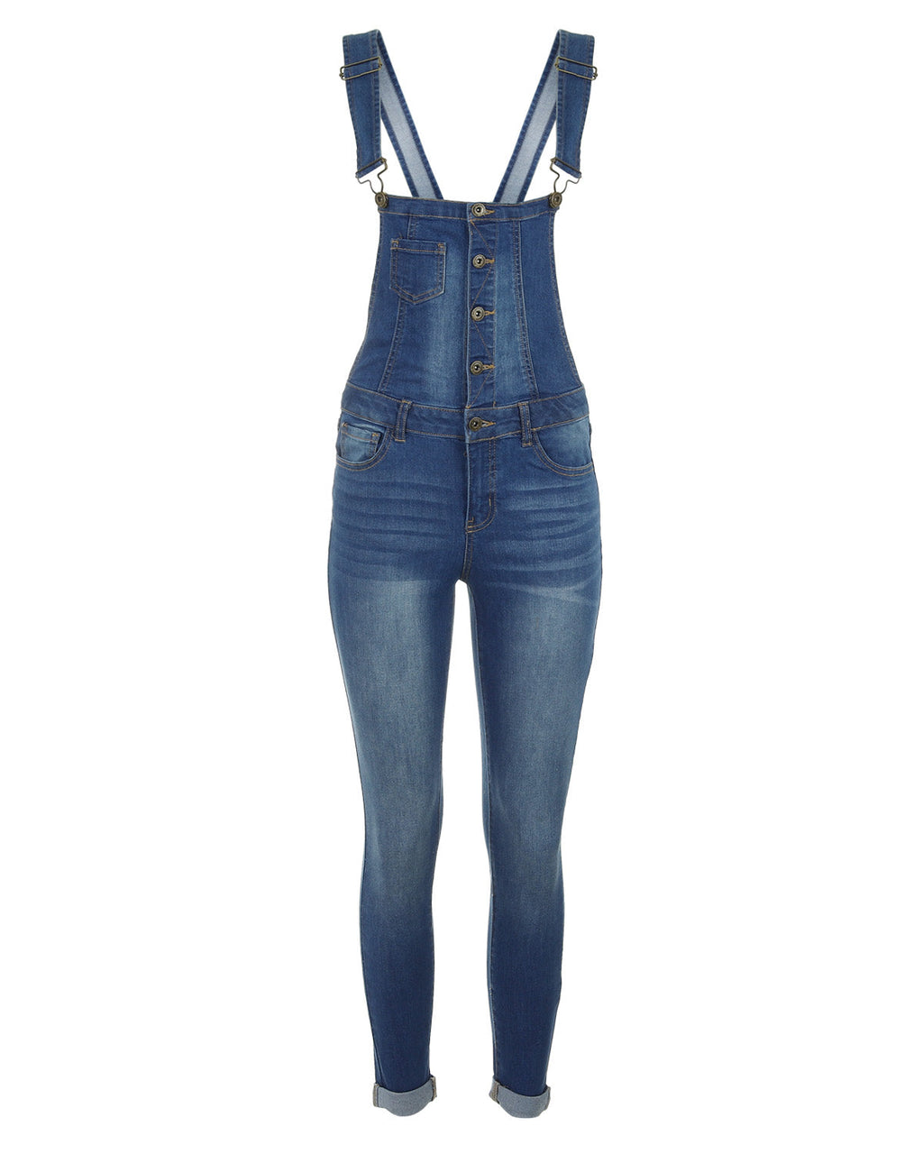 ZIMEGO Junior Stretch Denim Destroyed Overalls Jumpsuit