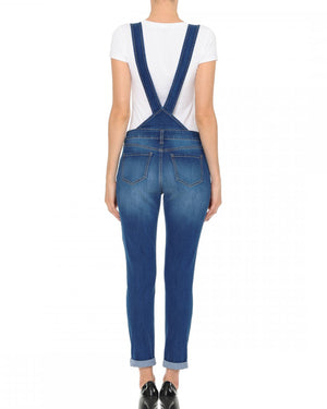 ZIMEGO Junior Stretch Denim Destroyed Overalls Jumpsuit