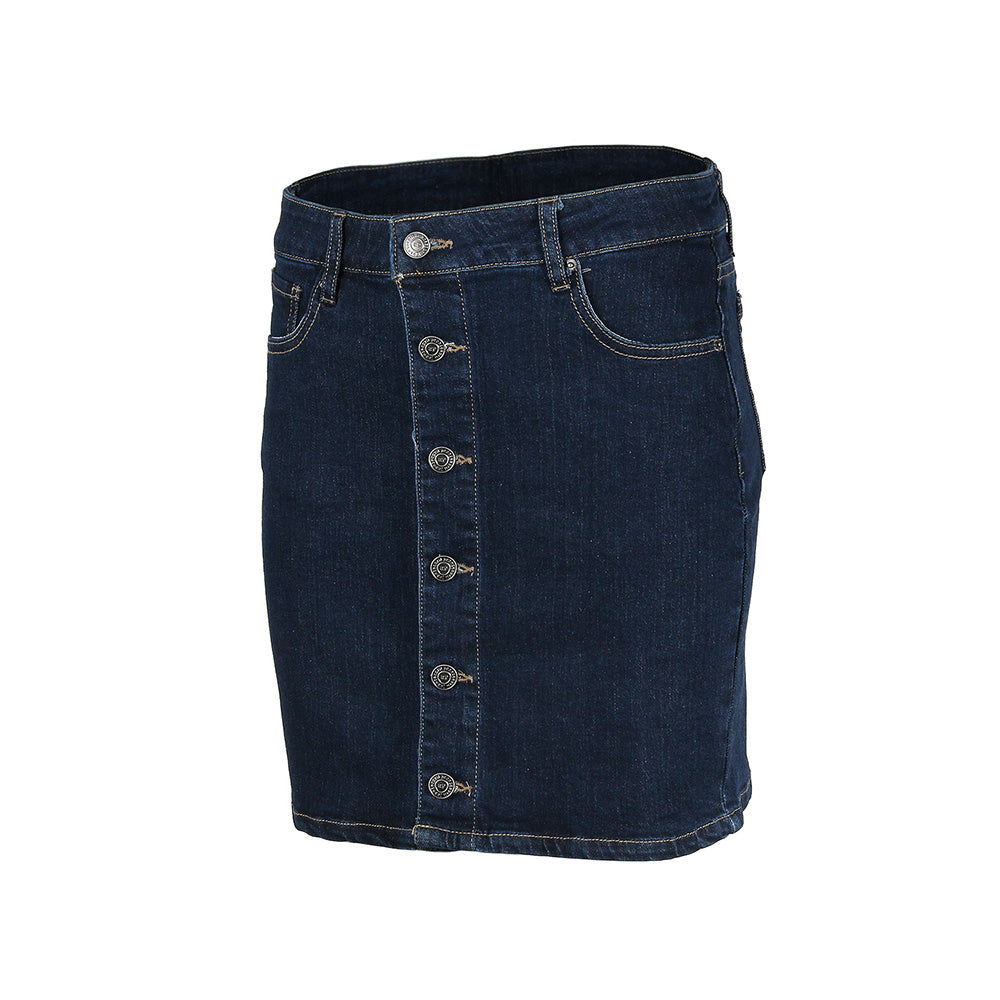 ZIMEGO Women’s Button Closure Comfort Stretch Waist Pocket Denim Skirts