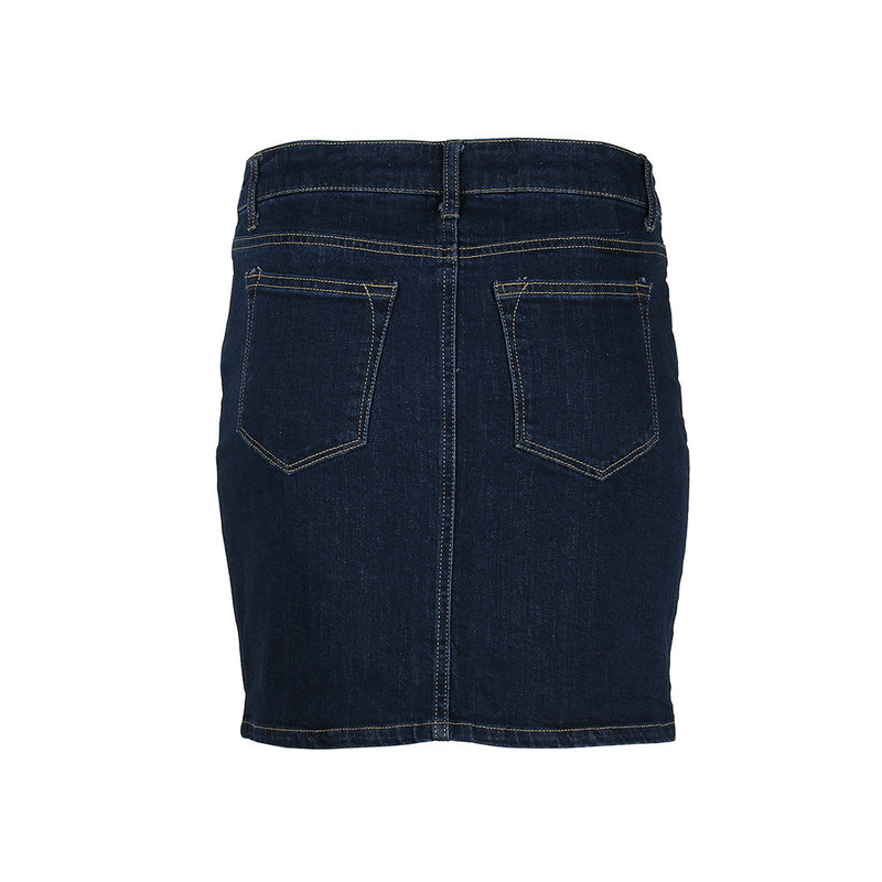 ZIMEGO Women’s Button Closure Comfort Stretch Waist Pocket Denim Skirts