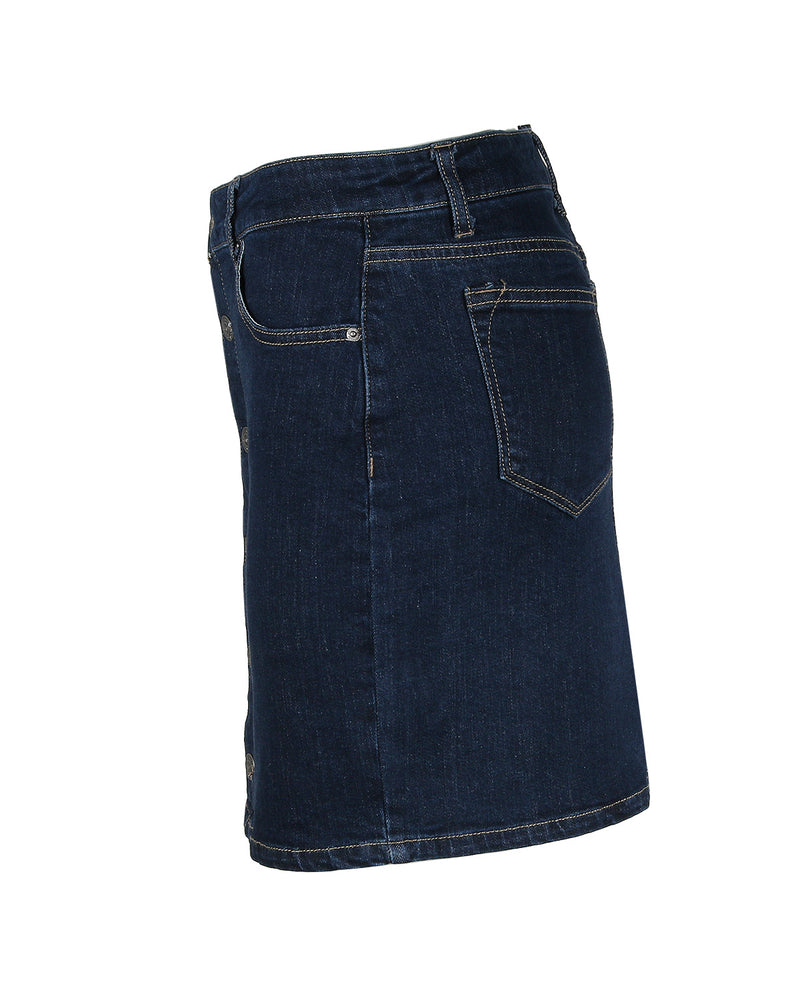 ZIMEGO Women’s Button Closure Comfort Stretch Waist Pocket Denim Skirts