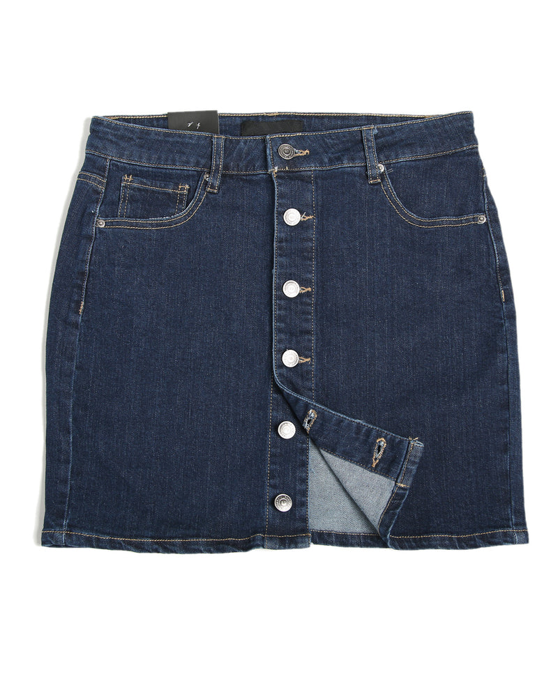 ZIMEGO Women’s Button Closure Comfort Stretch Waist Pocket Denim Skirts