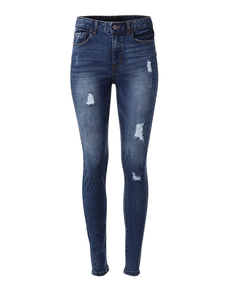 ZIMEGO Women's High Waisted Stretchy Skinny Jeans Distressed Denim Pan ...