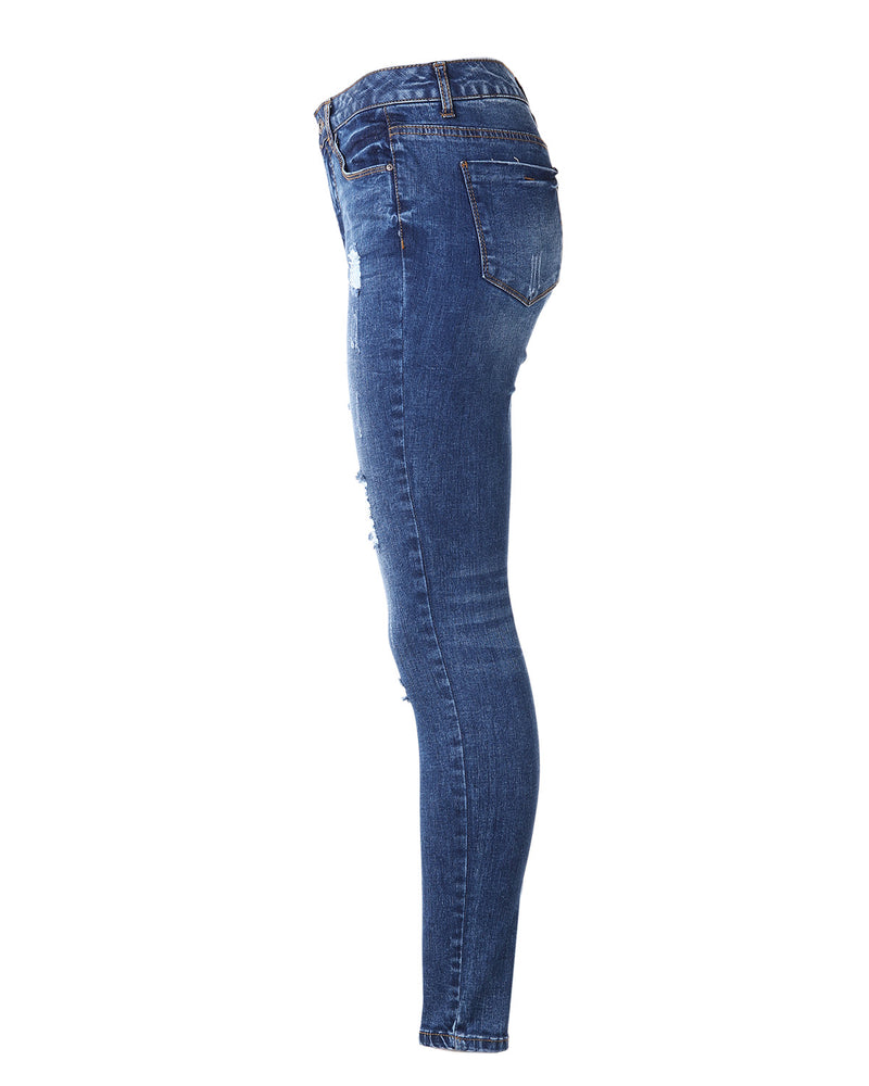 ZIMEGO Women's High Waisted Stretchy Skinny Jeans Distressed Denim Pants