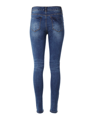 ZIMEGO Women's High Waisted Stretchy Skinny Jeans Distressed Denim Pants