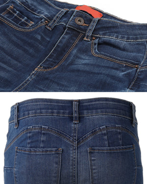 ZIMEGO Women's High Waisted Stretchy Skinny Jeans Distressed Denim Pants