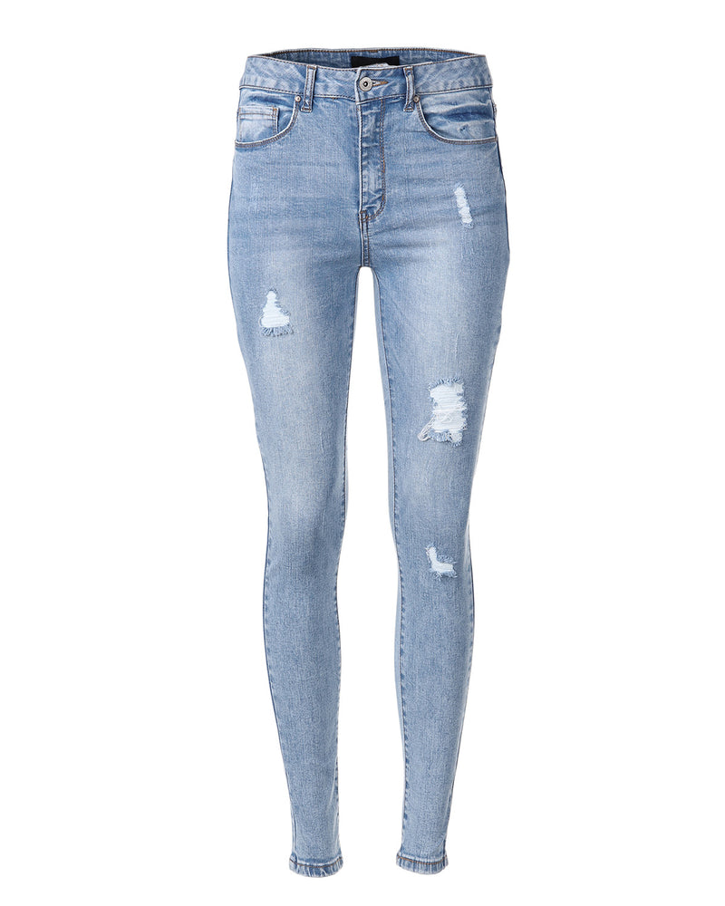ZIMEGO Women's High Waisted Stretchy Skinny Jeans Distressed Denim Pants